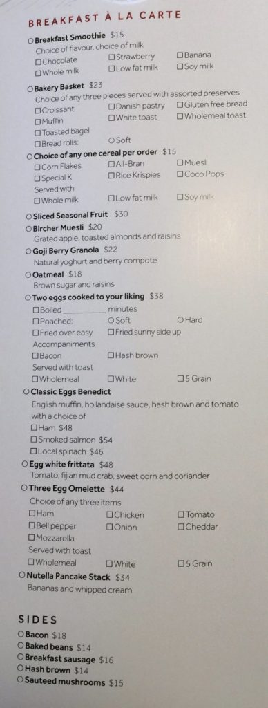 Momi Bay Breakfast Menu